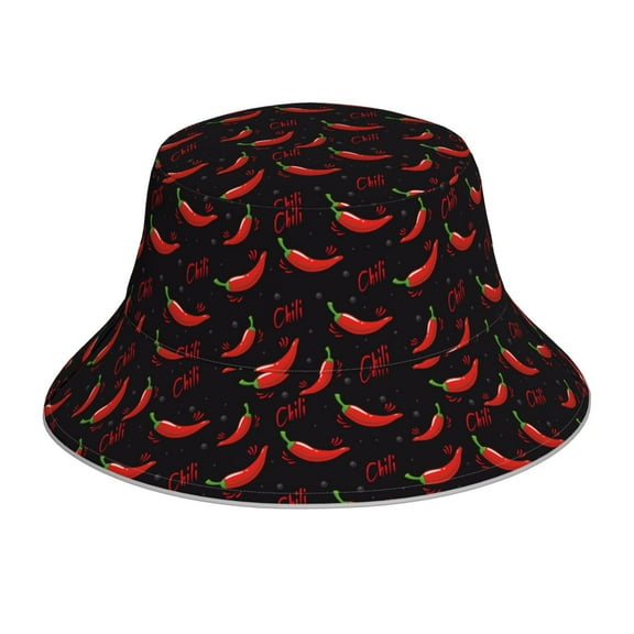 Xecao Red Hot Chili Print Men and Women Night Reflective Hat Runner Cap Visor Bucket Hat Boonie Cap