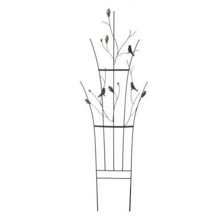 Panacea Curved Bird & Leaf Trellis, Black, 71"H, Pack of 5