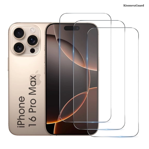 [3 Pack] KisonovaGuard Compatible with iPhone 16 Pro Max Screen Protector [6.9 Inch], Tempered Glass,Case Friendly Scratch-proof, Bubble Free, Ultra Resistant Clear
