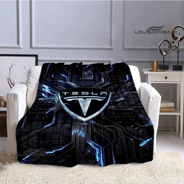 Manta con estampado de logotipo de Tesla, manta cálida con brida, suave y cómoda, forros de cama, regalo de cumpleaños