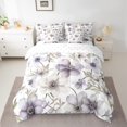 thumbnail image 2 of Feelyou Dreamy Purple Rose Bedding Comforter Set 7pcs, Rustic Flower Floral King Bedding Sets, Watercolor Artwork Reversible Bed Sheets, Ultra Soft Bedroom Decor, 2 of 8