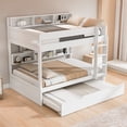 thumbnail image 4 of Harper & Bright Designs Full Over Full Bunk Bed with Trundle and Storage, Wood Bunk Beds Frame with Storage Bookcase Shelves for Apartment Dormitory, White, 4 of 9