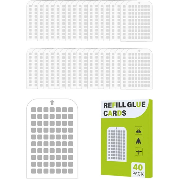 40 Pack Flying Insect Trap Refill Compatible with Mosalogic UVLA1001 UVA Fly Insect Trap, Replacement Sticky Glue Cards for Kiwinurse Plug-in Mosquito Killer Indoor