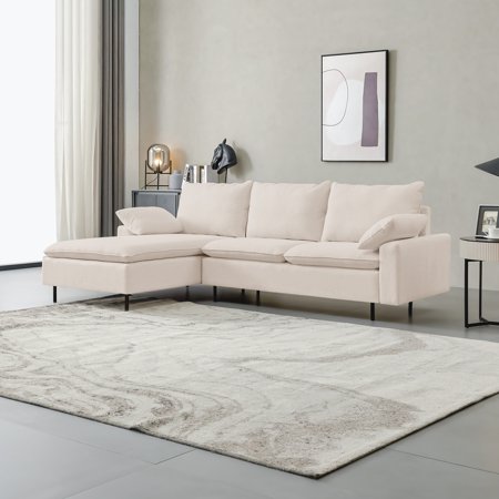 Maximum Comfort Beige Spacious Linen Upholstery L-Shaped Sectional Sofa with Right Chaise for Style in Your Living Room
