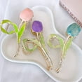 thumbnail image 4 of Candy Colors Flower Hair Sticks Oil Drip Alloy Hair Chopsticks Large Spring Hair Accessories for Women Girls[4 Packs], 4 of 4