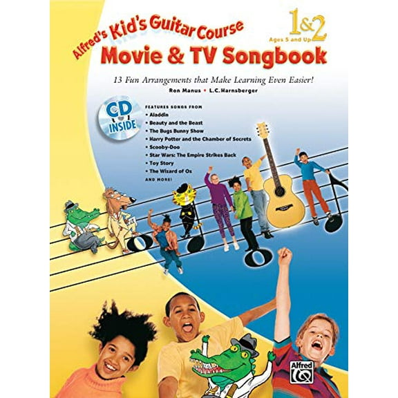 Pre-Owned Alfred's Kid's Guitar Course Movie and TV Songbook 1 & 2: 13 Fun Arrangements That Make Learning Even Easier!, Book & Online Audio [With CD (Audio)] (Paperback) 0739064193 9780739064191