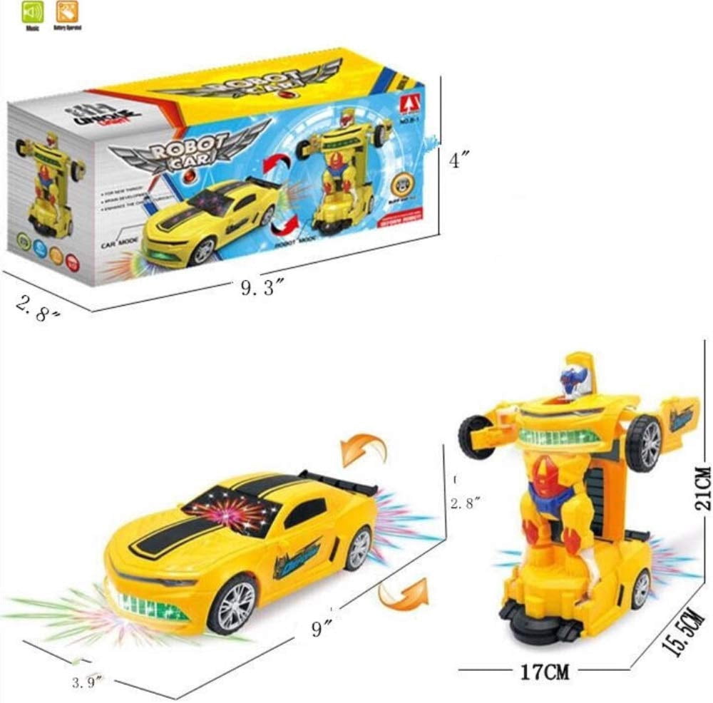 WonderPlay Battery Bumble Bee Transformer Style Car With Lights & Sounds - Yellow