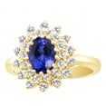 thumbnail image 2 of AFFY (2.24ct) Simulated Blue Tanzanite & White Diamond Halo Cluster Engagement Ring In 14k Solid Gold With Ring Size 4, 2 of 2