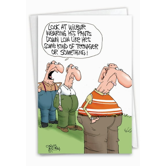 NobleWorks Funny Birthday Paper Card with 5 x 7 Inch Envelope (1 Card) Bday Pants Down Low 5100