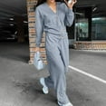 thumbnail image 4 of Aueoeo Womens Two Piece Outfits Trendy Sets Oversized Button Up Cardigan and Long Pants Wide Leg Sweatpants Matching Causal Set, 4 of 7