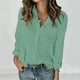 thumbnail image 2 of Top de encaje,Camisa informal de cuello en V para mujer, manga larga, botones y bolsillo, tejido suave, versátil para uso diario, sopatenor, 2 of 9