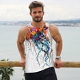 thumbnail image 6 of Zufioo Colorful Floral Jellyfish Print Men's Vest, Sleeveless Quick-drying Muscle T-shirt, Suitable for Sports Fitness, Home Leisure Wear-3X-Large, 6 of 7