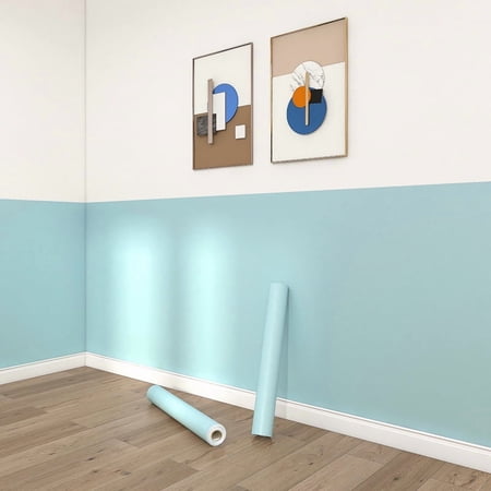 Nvzi Blue self-adhesive wallpaper -1 roll, 393.7 × 12 inch PVC waterproof wallpaper, suitable for DIY decoration of kitchen, desk, wall, bedroom
