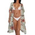 thumbnail image 3 of HELLHERO Watercolor Floral Kimono Swimsuit Cover Up - Lightweight Breathable Beachwear for Summer Vacation & Poolside - Elegant Loose Fit for Women, 3 of 6
