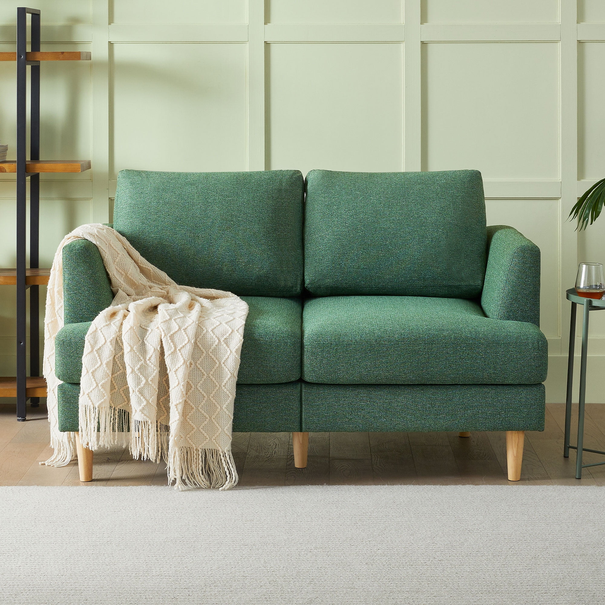 Gericco Loveseat Sofa, Mid Century Modern Decor Love Seat Couches for Living Room（Green）