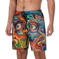 thumbnail image 2 of Uemuo Psychedelic Faces Colorful Pattern Mens Swim Trunks Quick Dry Board Shorts with Mesh Lining, Stretch Beach Shorts Quick Dry No-Chafing Board Shorts-, 2 of 9
