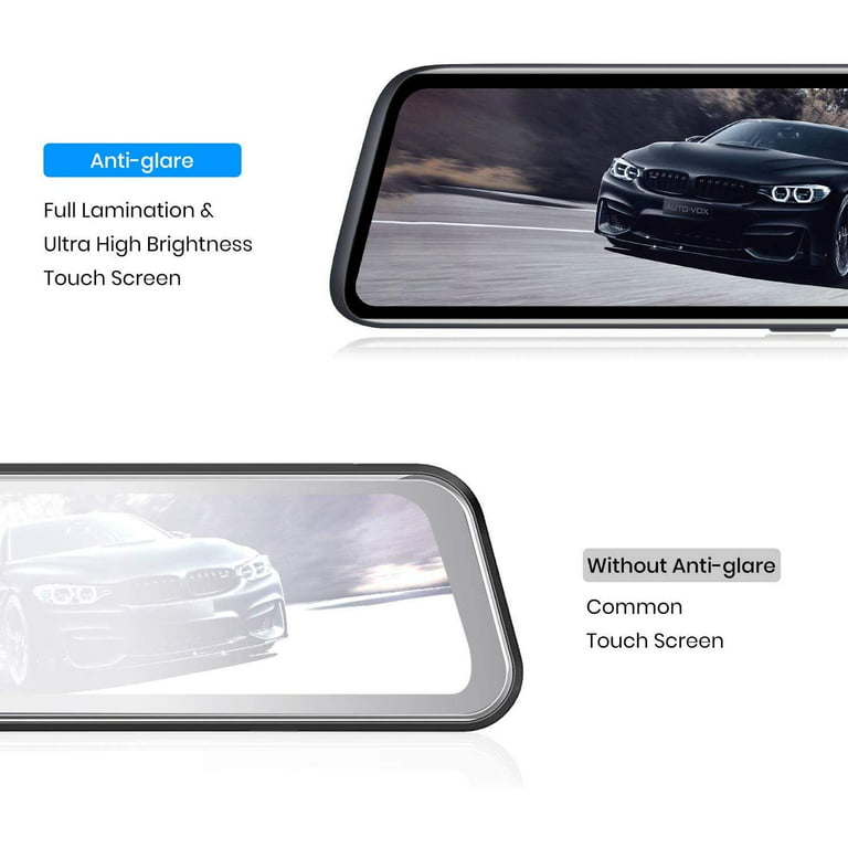 AUTO-VOX V5Pro OEM Look Rear View Mirror Camera with Neat Wiring, 9.35'' No Glare Full Laminated Ultrathin Touch Screen Mirror Dash Cam , Dual 1080p