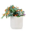 thumbnail image 5 of mdj 4pcs White Ceramic Planter, Handmade Indoor Plant Pots with Drainage, 6-12 Inch Diameter Vertical Line Pattern for Succulents, Cacti, Windowsill & Bookshelf, 5 of 7