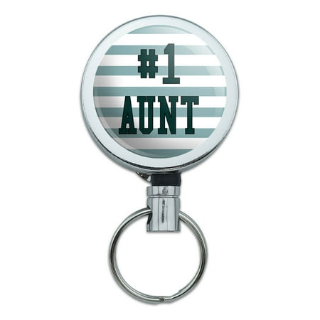 #1 Aunt Number One Favorite Retractable Belt Clip Badge Key