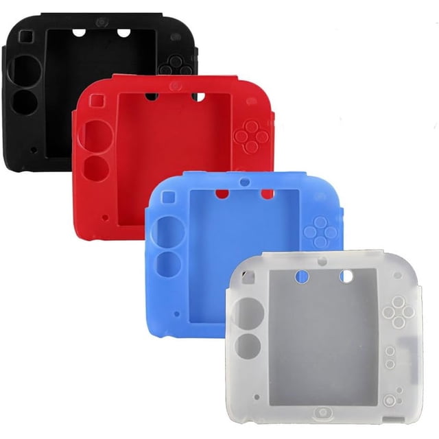 4Packs Protective Soft Silicone Rubber Gel Skin Case Cover for Nintendo 2DS (BL+RE+BU+WH)