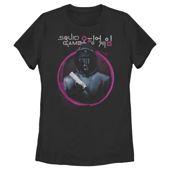 Women's Squid Game Front Man Portrait Graphic Tee Black Medium