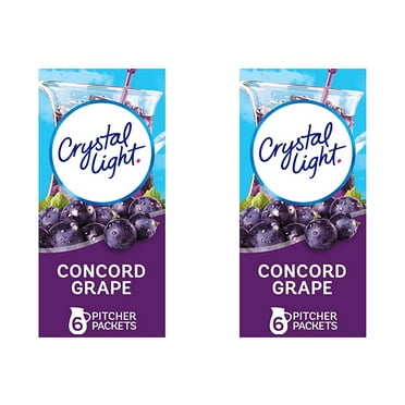 Crystal Light Sugar-Free Concord Grape Low Calories Powdered Drink Mix 6 Count Pitcher Packets (Pack of 2)