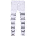 thumbnail image 4 of Reppunk Fashion Men Holes Embroidery Stretch Skinny Jeans Trousers Ripped Slim Male Joggers Pencil Denim Pants, 4 of 5
