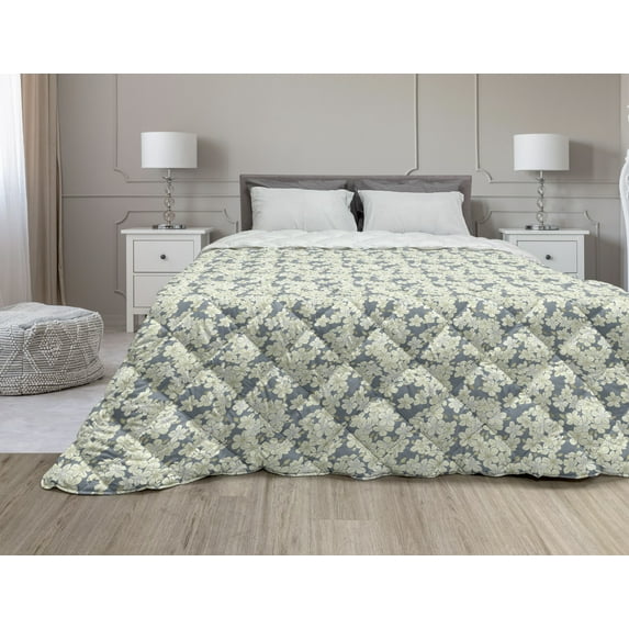 Butterflies Down Alternative Comforter, Feminine Flying Insects in Summer Colors Delicate Creatures, Microfiber Quilt for All Season, 5 Sizes, Multicolor, by Ambesonne