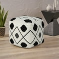 thumbnail image 2 of LR Home Small Over-tufted Diamond Indoor Square Pouf, Ivory/Black, 18" x 18" x 14", 2 of 10