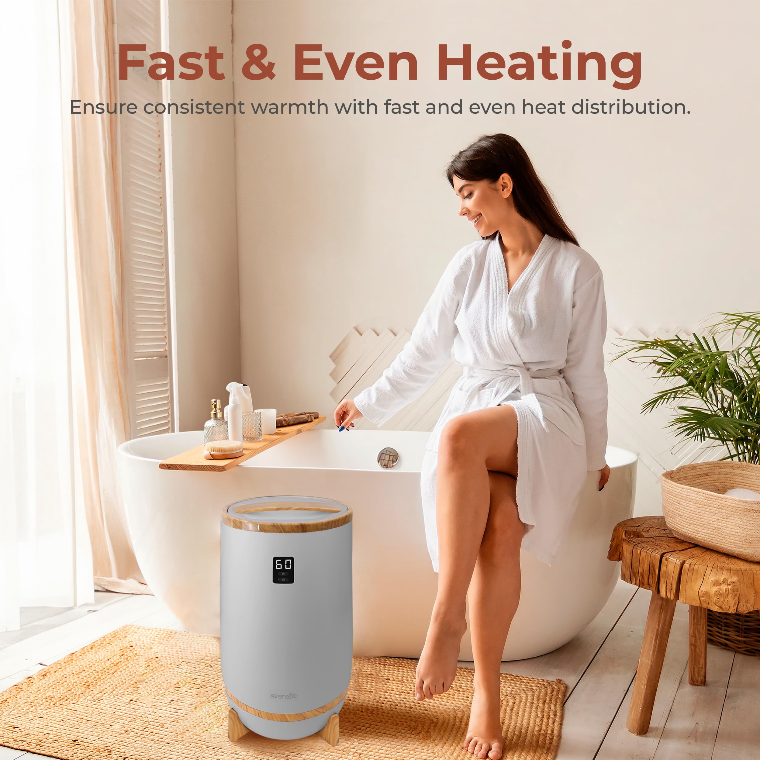 SereneLife Single Touch Towel & Blanket Warmer with Fragrant Disc Holder and LED Ring (Black,White)