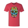 thumbnail image 2 of Wild Bobby, Colorful Floral Sugar Skull Streetwear Mens Premium Tri Blend T-Shirt, Vintage Red, Small, 2 of 3