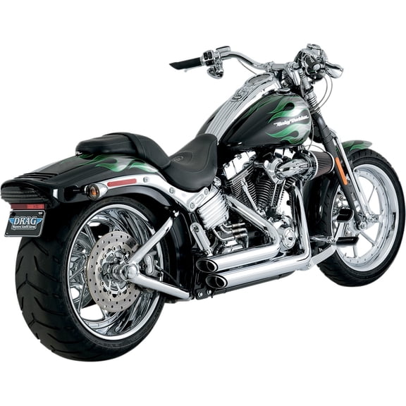 Vance & Hines Shortshots Staggered 2-Into-2 Full Exhaust System Chrome Slash-Cut Steel Street Motorcycle (17221)