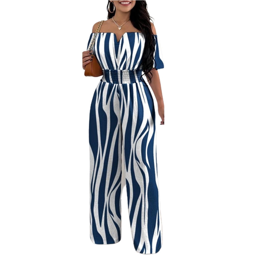 FJUCHAI Women's Casual Jumpsuits Loose Overalls Short Sleeve One Piece Wide Leg Long Pant Rompers With Pockets S-XL