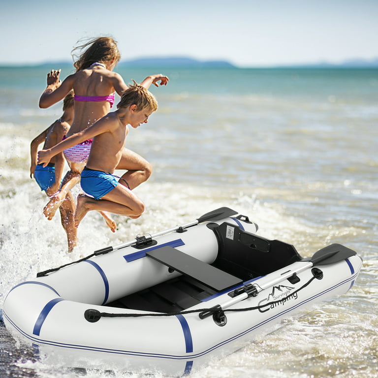 7.5ft Dinghy Boats, 2 Person Inflatable Fishing Kayak Raft Sport Boat for  Adults, Inflatable Dinghy Boat with Paddles Foot Pump