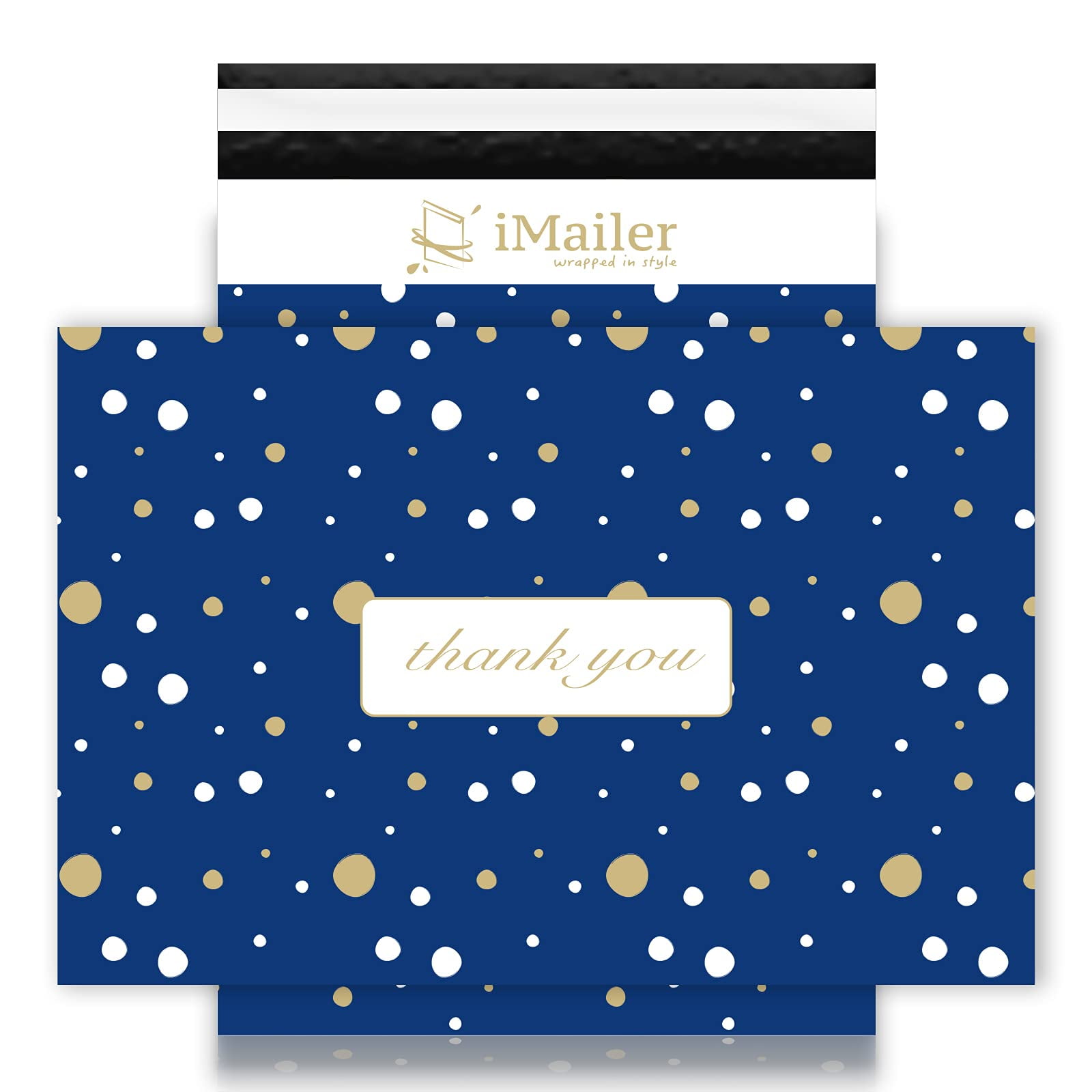 100 Pack Shop4Mailers 12 x 15.5 Blue Polka Dot Poly Bag Mailer Envelopes 2 Mil 