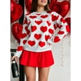 thumbnail image 2 of EYIIYE Chandail Duveteux à Cœur pour Femmes Adolescente Fille Manches Longues Tricot Chandail Col Rond Tricot Torsadé Épais Chandails Femmes Ample Décontracté Hauts Doux pour Printemps Hiver Automne Vêtements d'Extérieur, 2 of 8