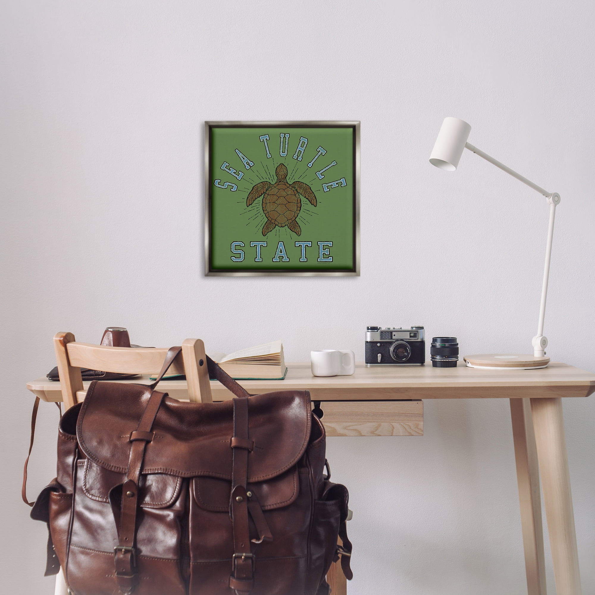 Stupell Industries Vintage Sea Turtle State Animals Painting Gray Floater Framed Canvas Art Print Wall Art, 25 x 25