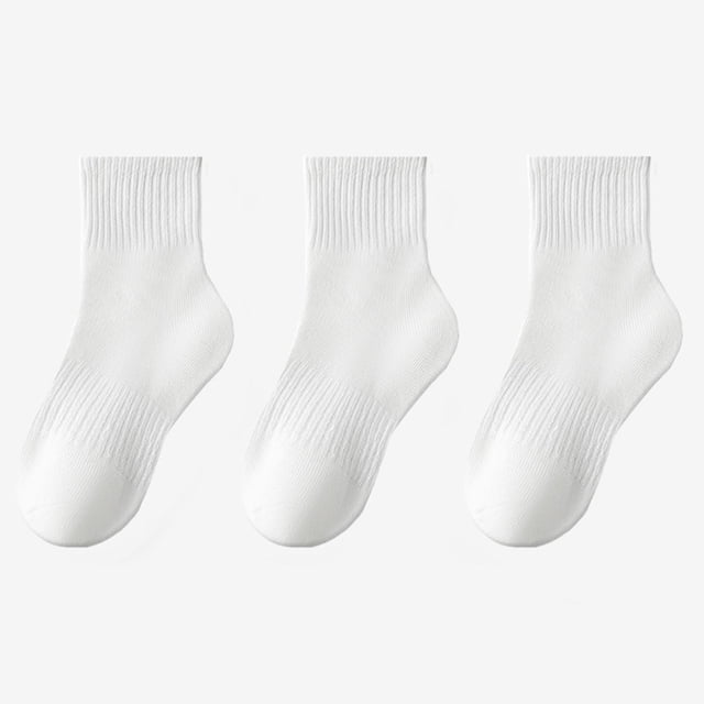 Kids' 3-Pack Solid Color Cotton Sports Socks for Boys and Girls - Moisture Wicking, Odor Resistant, Everyday Wear