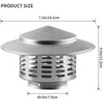 thumbnail image 3 of Tian Qi Bouchon de Cheminée Rond 3 Pouces, Couvercle de Cheminée en Acier Inoxydable 304 avec Écran, Bouchon de Cheminée pour Tuyau de Poêle, Argent, 3 of 5