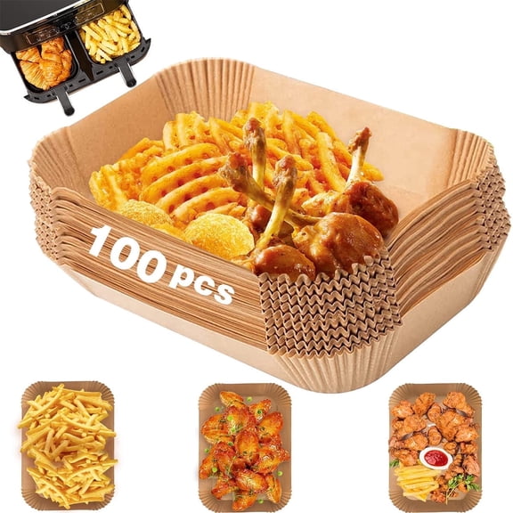 Evjurcn 100pcs Square Air Fryer Liners Disposable 8.6-inch Non-stick Parchment Paper Oil-proof Air Fryer Accessories