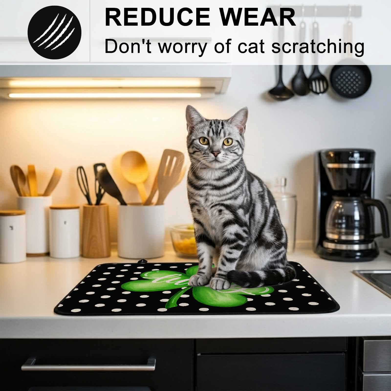 St. Patrick's Day Stove Top Cover for Electric Stove, Heat-proof & Non Slip Glass Top Stove Cover Protector, Green Lucky Black White Polka Dots Kitchen Flat Cooktop Rubber Mat 24x21 Inches