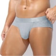 thumbnail image 2 of successthop Mens Silk Underwear Plus Size Low Waist Comfortable Sport Lightweight Breathable Solid Briefs Gray L, 2 of 4
