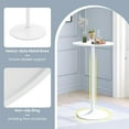 thumbnail image 6 of Demi Bonn Marble Round Bistro Pub Table, 40" Bar Height Coffee Cocktail Table Metal Base MDF Top, Perfect for Small Space, White, 6 of 10