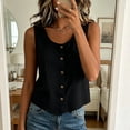 thumbnail image 6 of Tank Tops for Women Sleeveless Round Neck Solid Color Button Shirts, 6 of 8