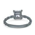 thumbnail image 3 of Black Tone, Simulated Cubic Zirconia Size-7 Solitaire Accent Twisted Fashion Ring Princess Cut 925 Sterling Silver, 3 of 7