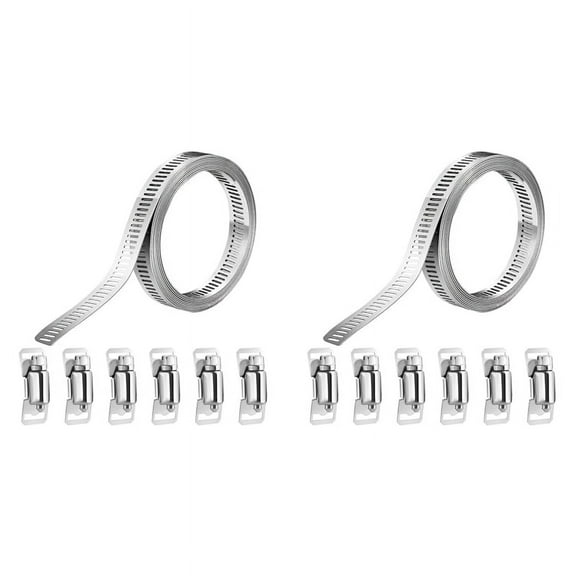 2X 304 Stainless Steel Adjustable Hose Clamps, DIY Worm Gear Duct Clamp Set, for Radiator/Automotive&Mechanical Plumbing