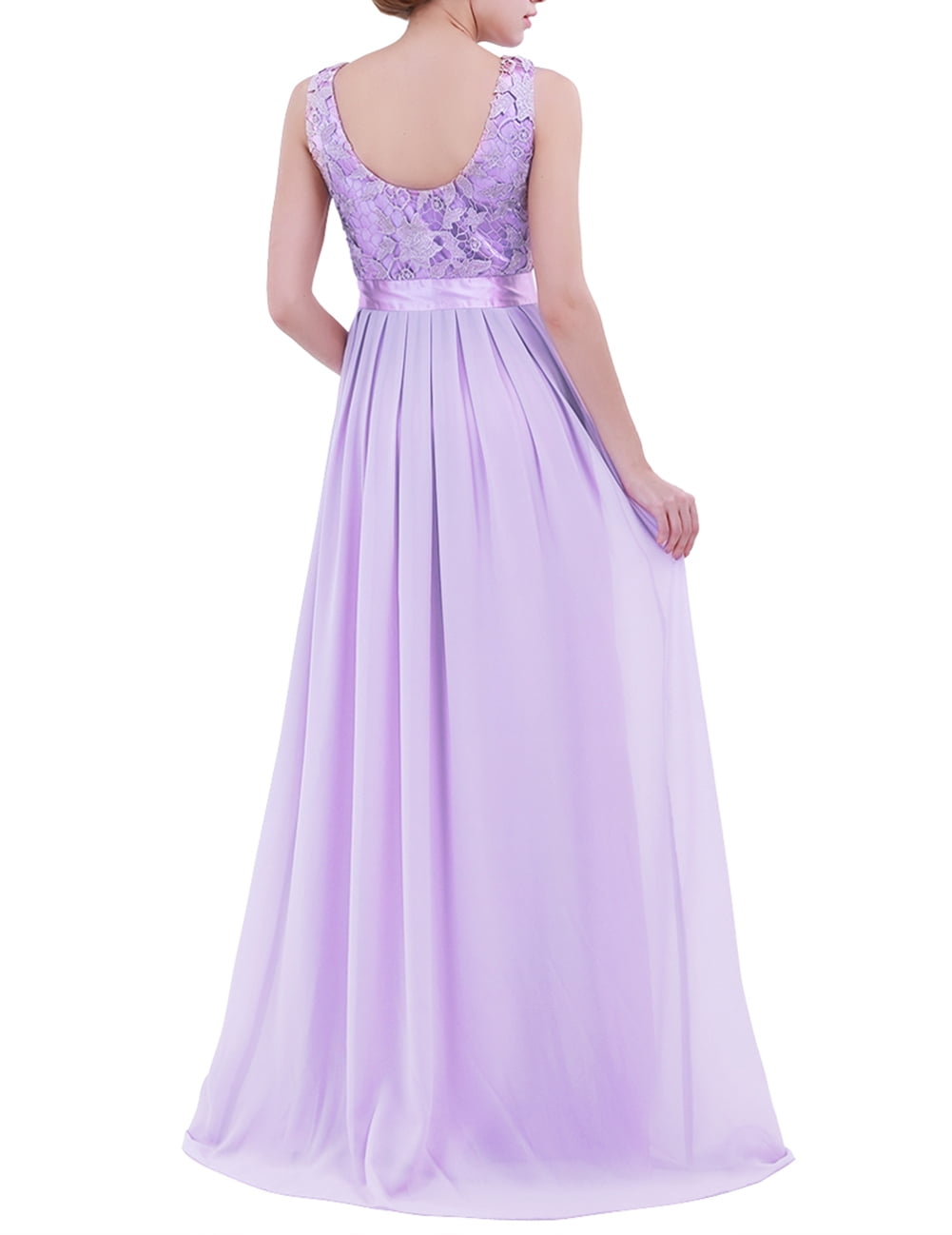 YONGHS Women's Sleeveless Lace Chiffon Dress, Lavender, Size 16, for Wedding /Bridesmaid/Party - Walmart.com