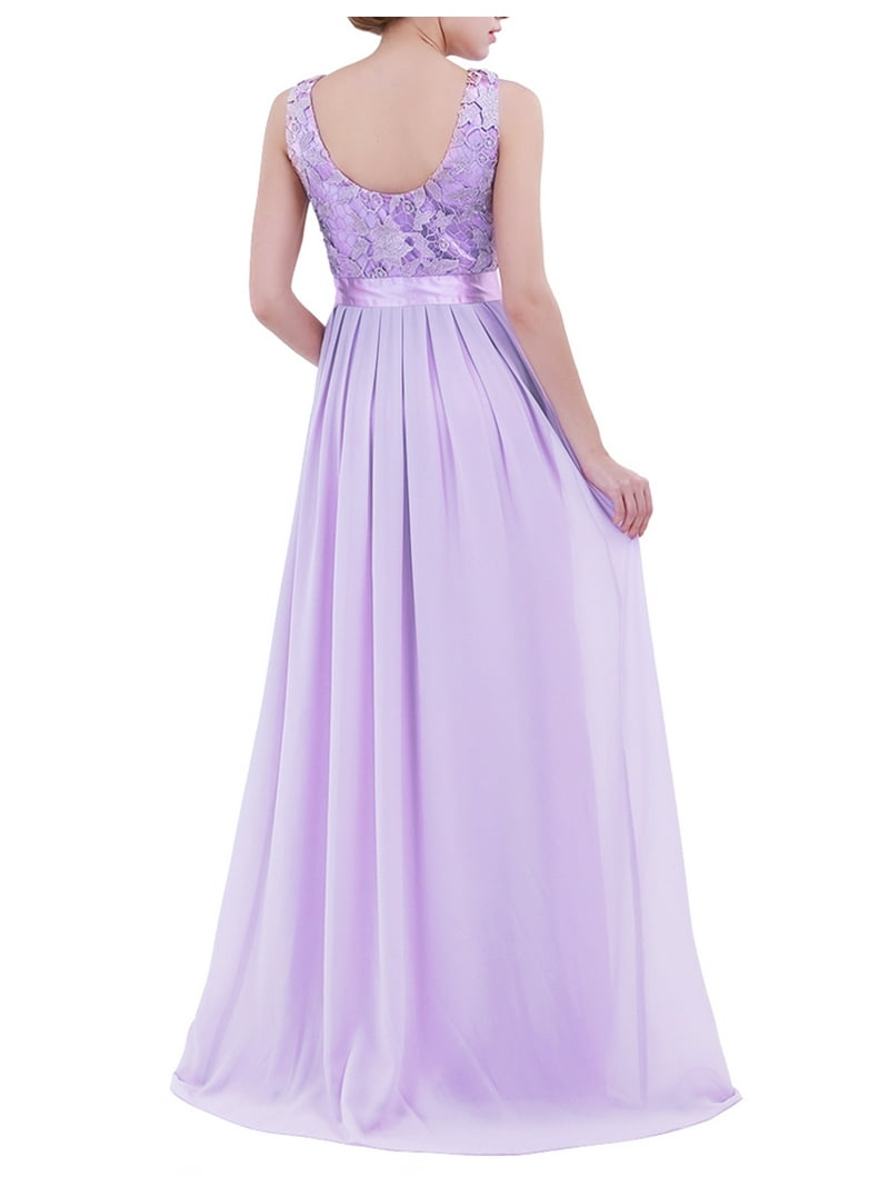 YONGHS Women's Sleeveless Lace Chiffon Dress, Lavender, Size 16, for  Wedding/Bridesmaid/Party - Walmart.com