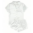 thumbnail image 6 of Your-Sty Womens Silk Satin Pajamas Set Short Sleeve Sleepwear Button Down Shirt and Shorts Loungewear 2 Piece Pjs Set XS-3XL, 6 of 8