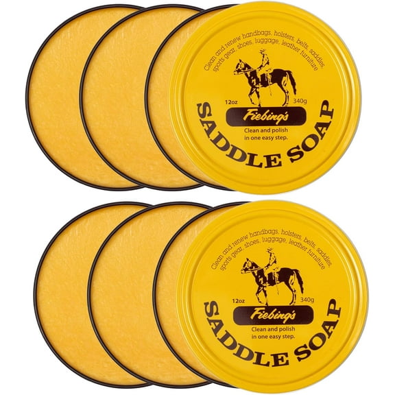 Fiebing's Yellow Saddle Soap for Leather (6 Pack, 12 oz Each) - Leather Cleaner & Conditioner to Soften, Protect & Restore Leathercraft - Leather Soap for Car Seat, Couch, Shoe, Purse, Boot, Bag